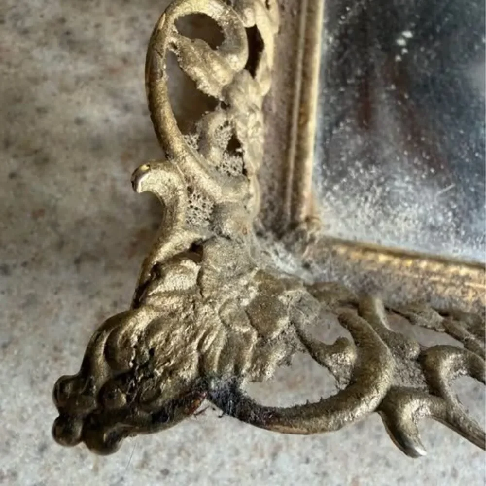 Vintage Ornate Gold Filigree Mirrored Vanity Tray